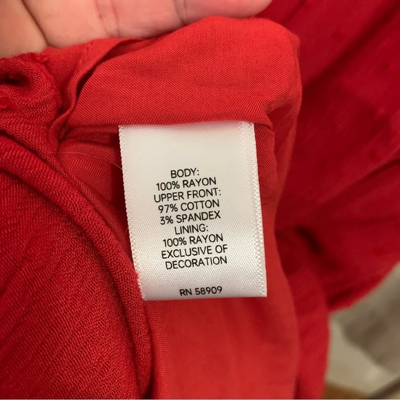 Nurture NWT Plus V Neck Crimson Tiered Maxi Dress Swiss Dot Size 2X Flowy Boho - Picture 10 of 10